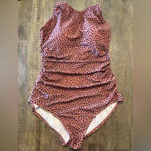 NWOT One Piece Animal Print Swimsuit in Rust & Black